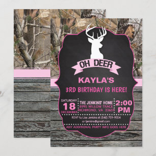 OH Deer Birthday Einladung - Mädchen