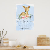 Oh Deer Blue Baby Dusche Begrüßungszeichen Poster (Küche)
