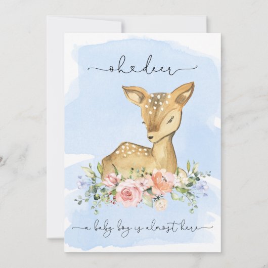 Oh Deer Blue Boy Baby Shower Einladung (Rückseite)