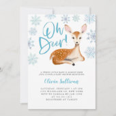 Oh Deer Blue Winter Baby Dusche Einladung (Vorderseite)