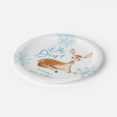 Oh Deer Blue Winter Wonderland Baby Dusche Pappteller (Schrägansicht)
