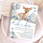 Oh Deer Boy Baby Shower Dusty Blue Invitation Einladung