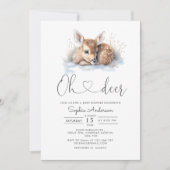 Oh Deer Boy Winter Baby Dusche Einladung (Vorderseite)