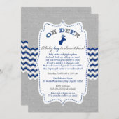 Oh Deer Buck Baby Sprinkle Marine grau weiß Einladung (Vorne/Hinten)