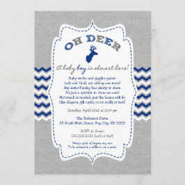 Oh Deer Buck Baby Sprinkle Marine grau weiß Einladung