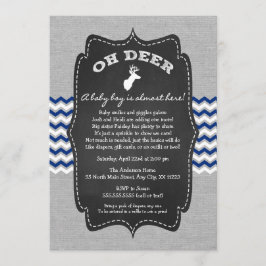 Oh Deer Buck Baby Sprinkle-Marinebar grau weiß Einladung