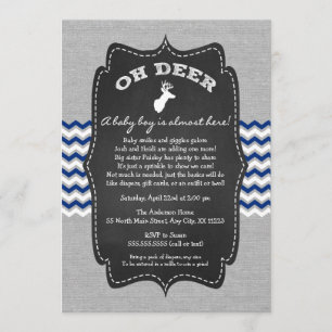 Oh Deer Buck Baby Sprinkle-Marinebar grau weiß Einladung