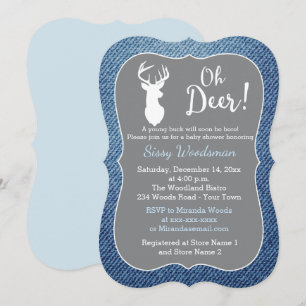 Oh Deer Buck Gray und Denim Boy Baby Dusche Einladung