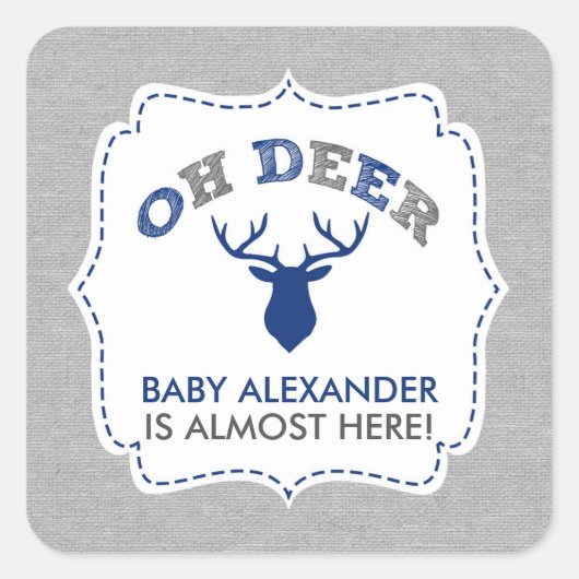 OH DEER buk Babydusche Gefallen / Umschlag Aufkleb Quadratischer Aufkleber (Vorderseite)