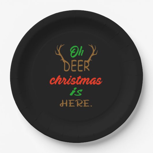 Oh Deer Christmas Celebration Holiday Design Pappteller (Vorderseite)