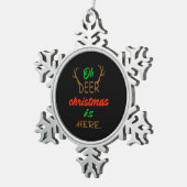 Oh Deer Christmas Celebration Holiday Design Schneeflocken Zinn-Ornament (Rechts)