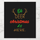 Oh Deer Christmas Celebration Holiday Design Weinetikett (Einzelnes Label)