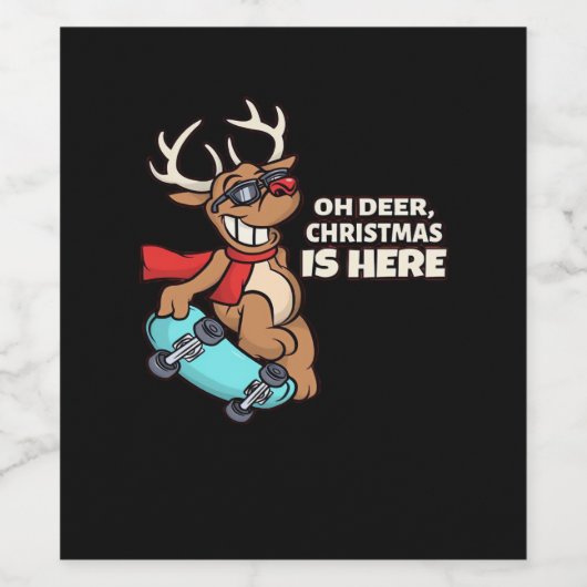 Oh Deer Christmas Celebration Holiday Design  Weinetikett (Einzelnes Label)