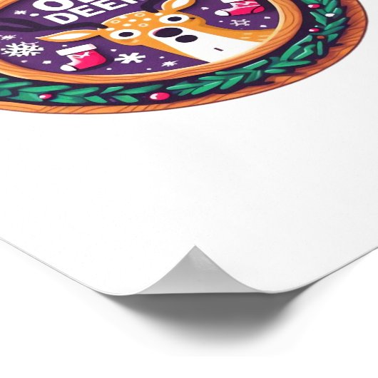 Oh Deer Christmas Festive Holiday Design  Poster (Ecke)