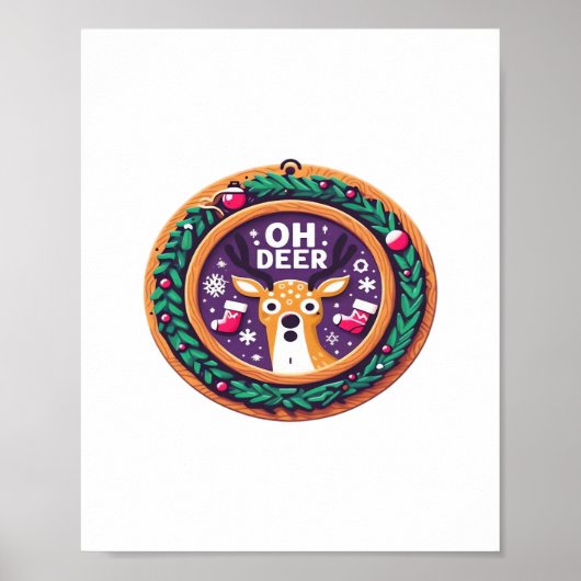 Oh Deer Christmas Festive Holiday Design  Poster (Vorne)