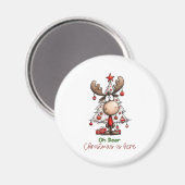 Oh Deer Christmas Is Here Cute Reindeer Christmas Magnet (Vorderseite/Rückseite)