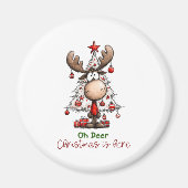 Oh Deer Christmas Is Here Cute Reindeer Christmas Magnet (Vorne)