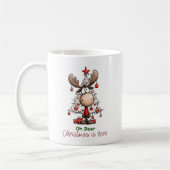 Oh Deer Christmas Is Here Funny Reindeer Kaffeetasse (Links)
