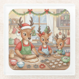Oh Deer, Christmas Is Here! Glass Coaster Glasuntersetzer