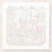Oh Deer, Christmas Is Here! Glass Coaster Glasuntersetzer (Rückseite)