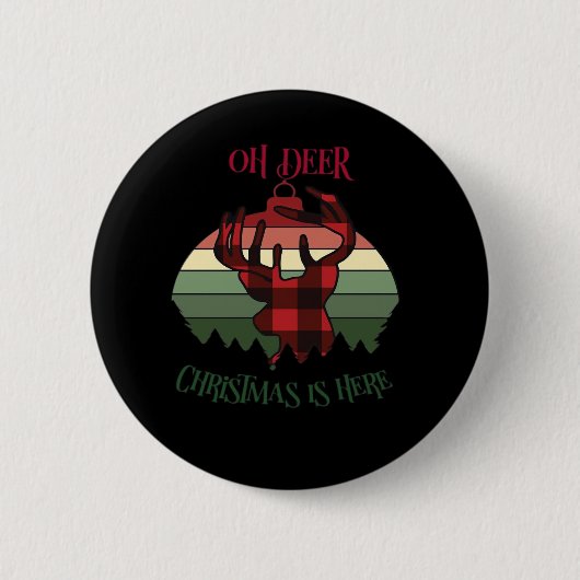 Oh Deer Christmas Is Here Joyful Aesthetic Button (Vorderseite)