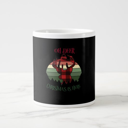 Oh Deer Christmas Is Here Joyful Aesthetic Jumbo-Tasse (Vorderseite)