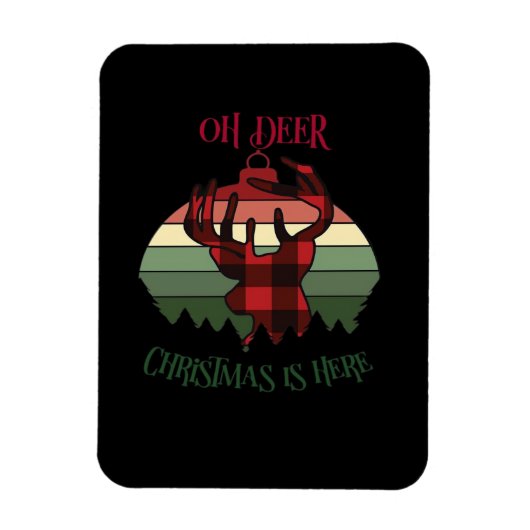 Oh Deer Christmas Is Here Joyful Aesthetic  Magnet (Vertikal)