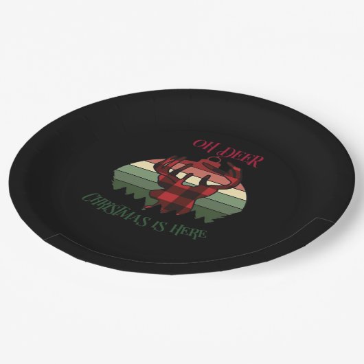 Oh Deer Christmas Is Here Joyful Aesthetic  Pappteller (Schrägansicht)