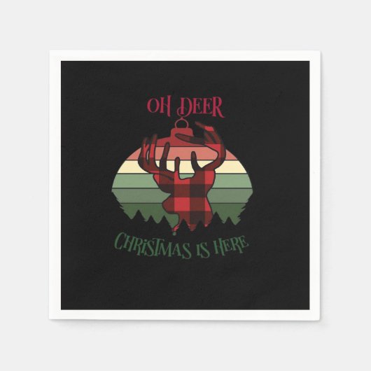 Oh Deer Christmas Is Here Joyful Aesthetic Serviette (Vorderseite)