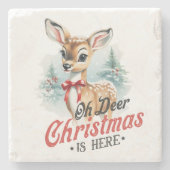 Oh Deer Christmas is here Steinuntersetzer (Vorderseite)