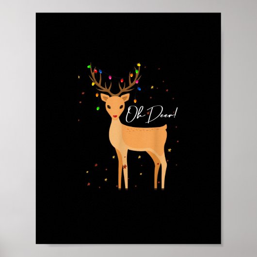 Oh Deer Christmas Light Pajama Cute Reindeer Holid Poster (Vorne)