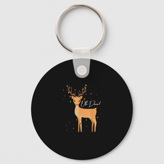 Oh Deer Christmas Light Pajama Cute ReindeKeychain Schlüsselanhänger (Vorderseite)