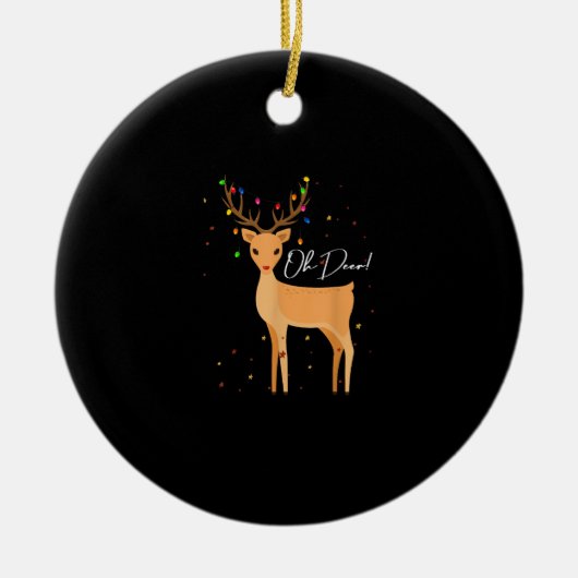 Oh Deer Christmas Light Pajama Cute ReindeOrnament Keramik Ornament (Vorne)