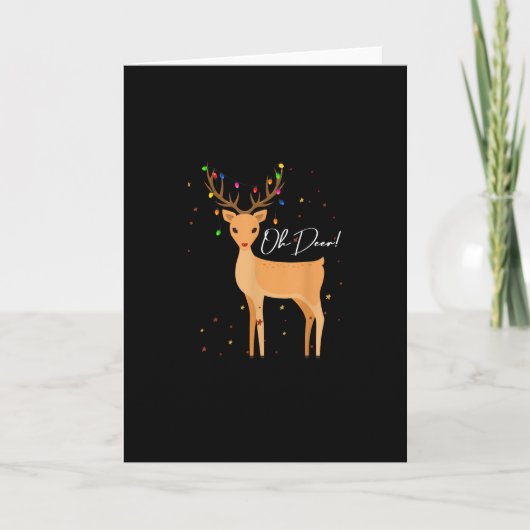 Oh Deer Christmas Light PajamaFolded Greeting Card Karte (Vorderseite)
