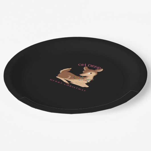 Oh Deer Christmas Modern Design  Pappteller (Schrägansicht)