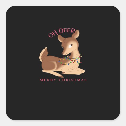 Oh Deer Christmas Modern Design Quadratischer Aufkleber (Vorderseite)