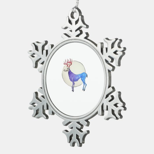 Oh Deer Clean Graphic Style  Schneeflocken Zinn-Ornament (Rechts)