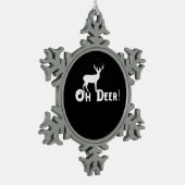 Oh Deer Clean Graphic Style Schneeflocken Zinn-Ornament (Links)
