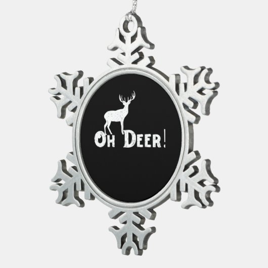 Oh Deer Clean Graphic Style  Schneeflocken Zinn-Ornament (Rechts)
