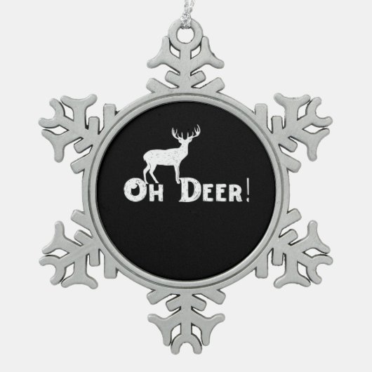 Oh Deer Clean Graphic Style Schneeflocken Zinn-Ornament (Vorderseite)