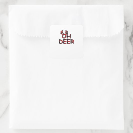 Oh Deer Clean Layout Quadratischer Aufkleber (Tasche)