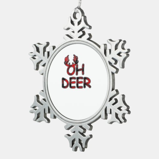 Oh Deer Clean Layout  Schneeflocken Zinn-Ornament (Rechts)