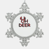 Oh Deer Clean Layout  Schneeflocken Zinn-Ornament (Vorderseite)