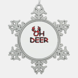 Oh Deer Clean Layout  Schneeflocken Zinn-Ornament