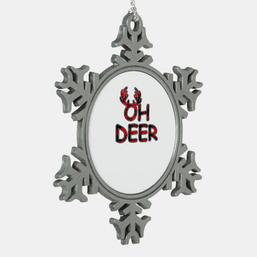 Oh Deer Clean Layout  Schneeflocken Zinn-Ornament (Links)
