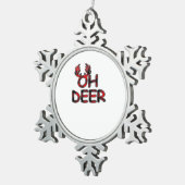 Oh Deer Clean Layout Schneeflocken Zinn-Ornament (Rechts)