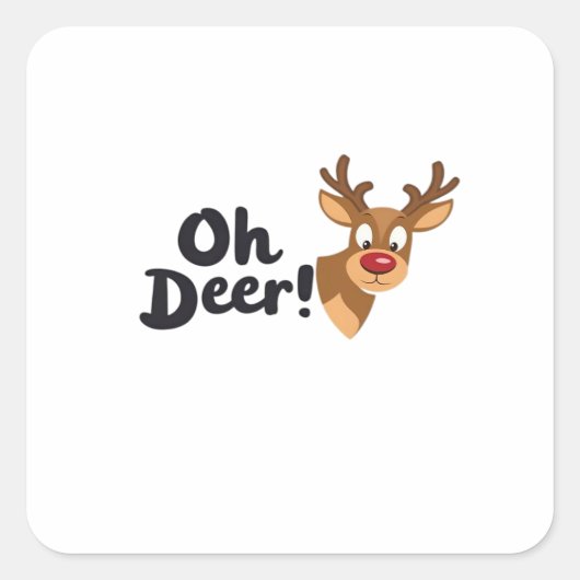 Oh Deer Clean Minimal Seeing Quadratischer Aufkleber (Vorderseite)