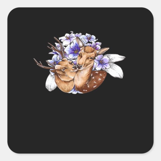 Oh Deer Clean Minimal Style Quadratischer Aufkleber (Vorderseite)