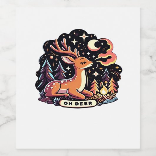 Oh Deer Contemporary Graphic Vibe  Weinetikett (Einzelnes Label)