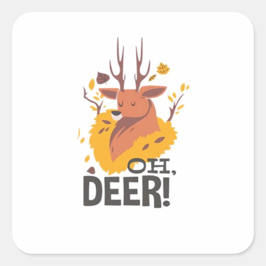 Oh Deer Contemporary Minimal Look  Quadratischer Aufkleber (Vorderseite)